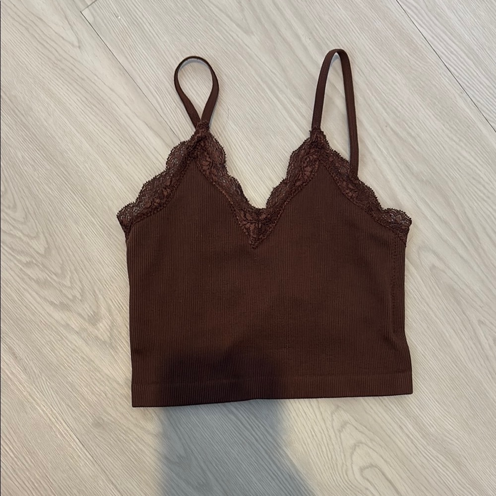 AlTAR’D STATE  Brown Lace Trim Camisole